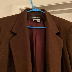 Sag Harbor Women's Brown Wool Pants Suit- Size 18